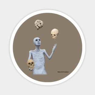 Skeletal Creature Juggling Skulls Realistic Art Magnet